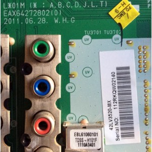 MAIN / LG AGF76440601 / 3642-1392-0395 / EAX64272802(0) / MODELO 42LV3520-UJ.CWMYLH / PANEL LC420EUN(RD)(V1)	